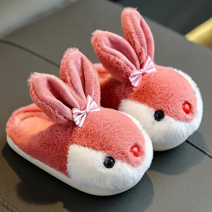Mignon lapin enfants pantoufles maison hiver mode garçons filles casual en peluche