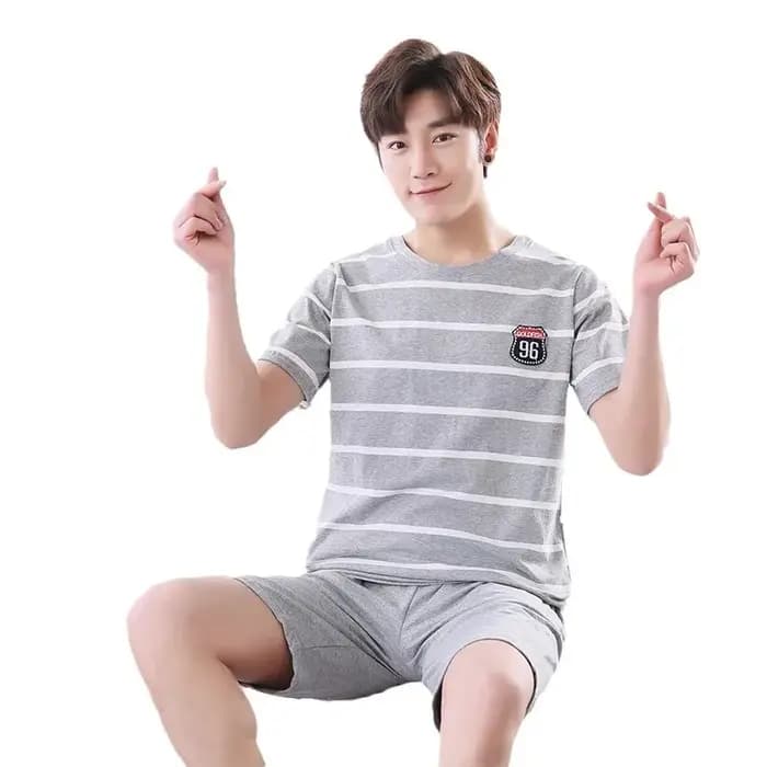 Ensemble de pyjama d'été pour homme : haut à manches courtes et short