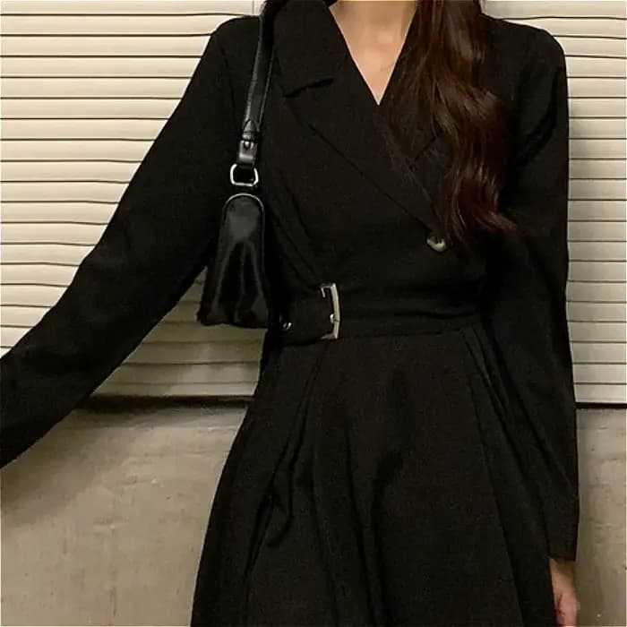 Robe mi-longue à manches longues pour femmes