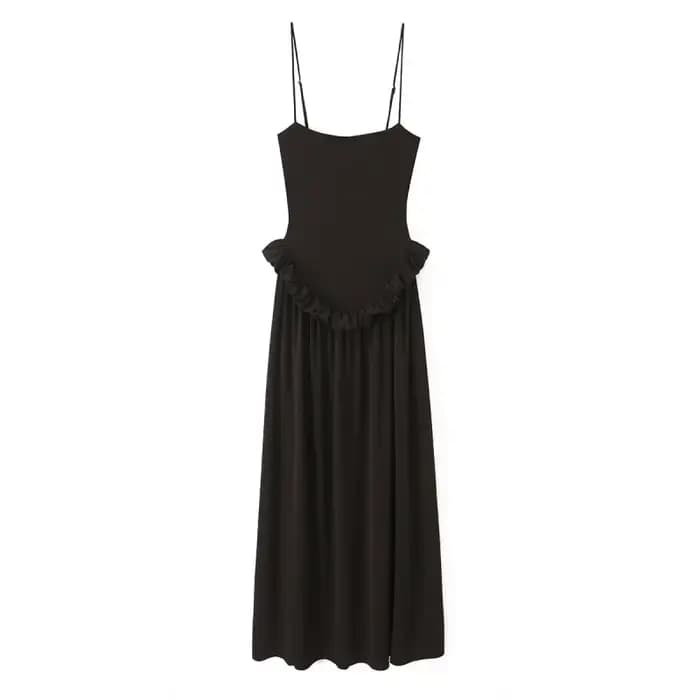 Robe nuisette pour femme - Jupe longue à volants à la taille avec bretelles réglables
