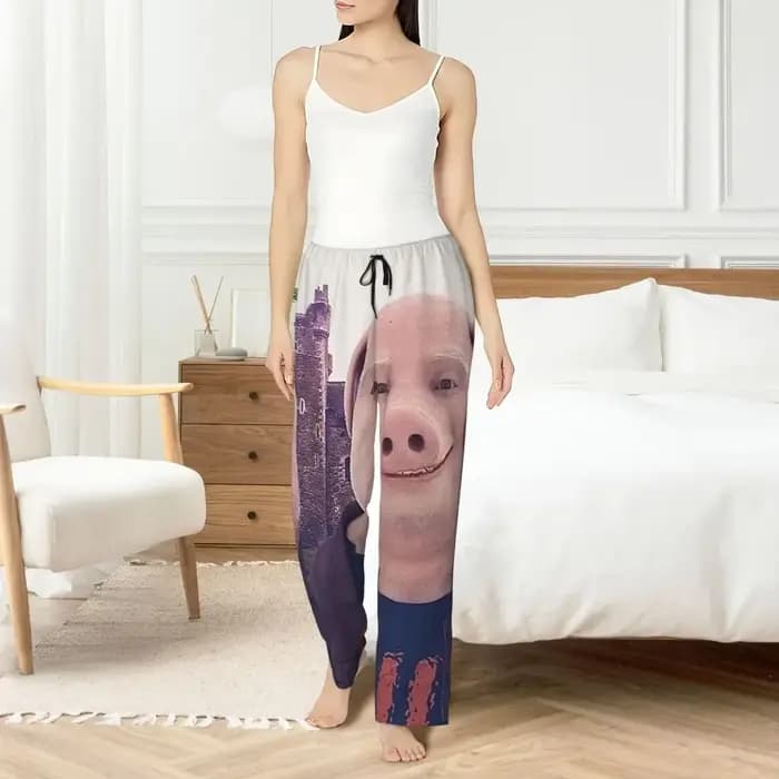 Pantalon de pyjama personnalisé John Pork pour femme, pantalon de détente, vêtements de nuit avec poches