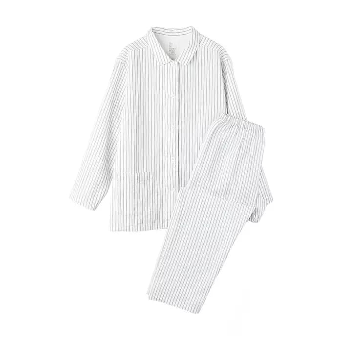 Décontracté 100% coton à manches longues Pijamas femmes revers chemise pantalon costume printemps automne Pyjamas femme