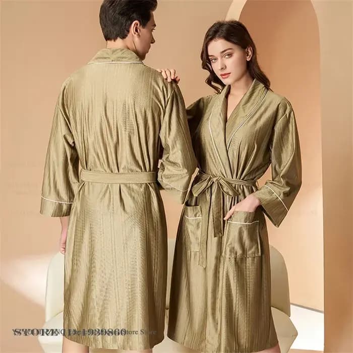 Coupe Robe à manches longues printemps automne peignoir Kimono Robe vêtements de salon vêtements de nuit de luxe décontracté Homewear vêtements de nuit avec poche