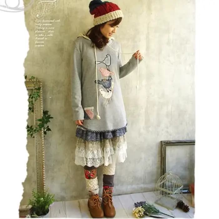 Robe maxi plissée à volants Lolita Sweet Lace Layer pour femmes