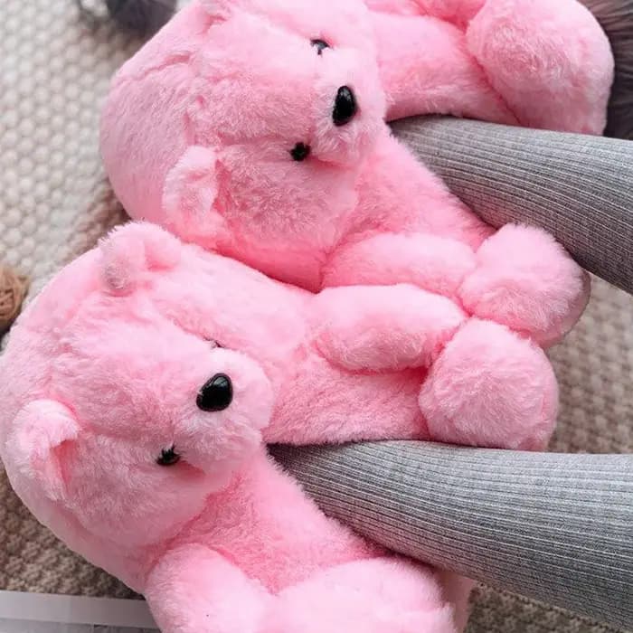 Pantoufles d'hiver en peluche ours en peluche mignon