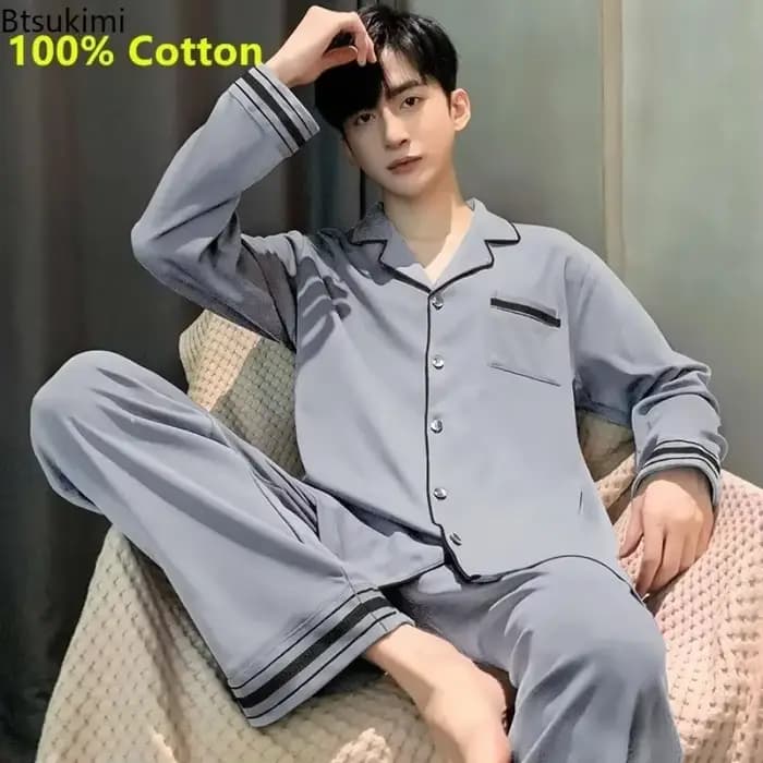 Ensembles de pyjamas pour hommes 2026 – Nouveauté 100 % coton