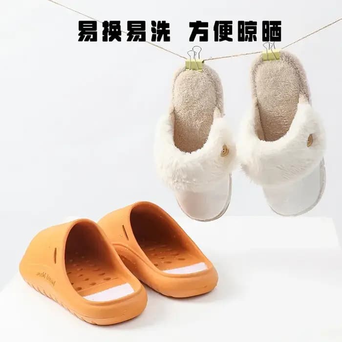 Pantoufles d'hiver en coton lavables pour femmes et hommes