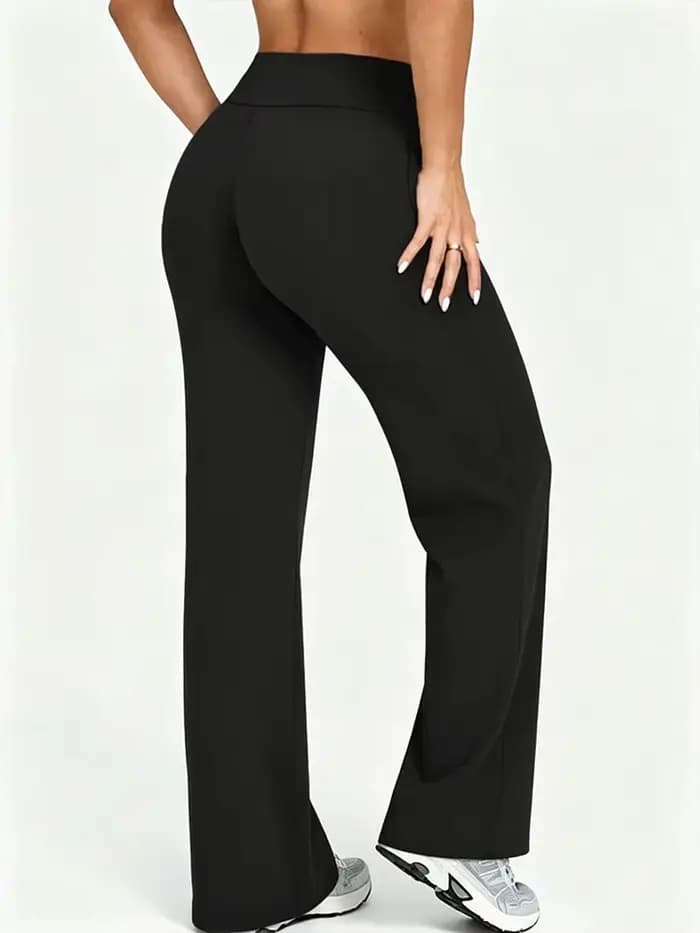 Pantalon de sport souple à jambe droite pour femme, taille mi-haute, pour yoga, fitness, entraînemen