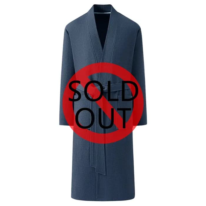 Peignoir pour hommes Premium - Tissage gaufré 100 % coton en bleu saphir avec col en V et ceinture à nouer Robe kimono gaufrée de luxe - Respirant