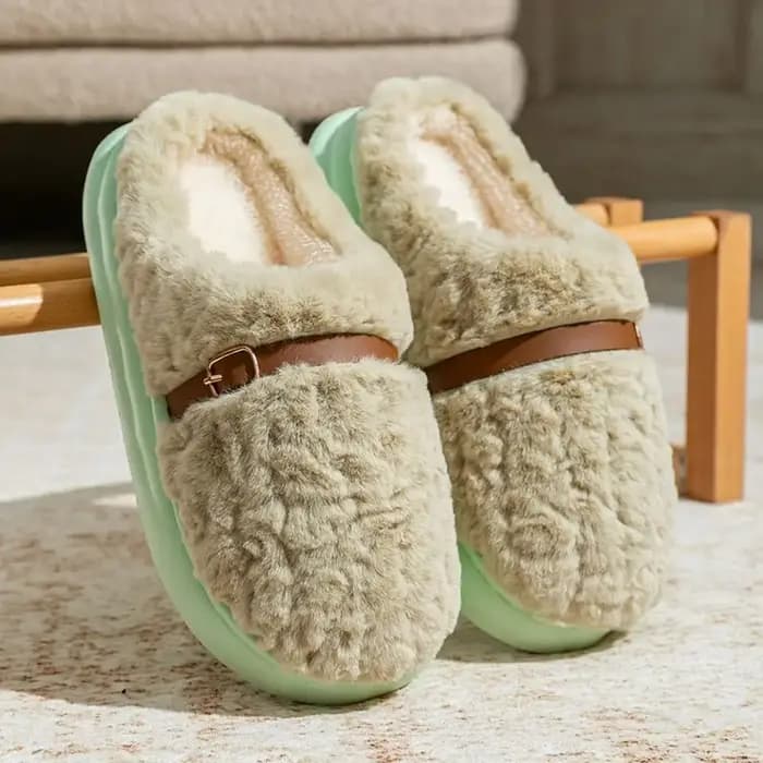 Pantoufles chaudes en peluche Patchwork confortables