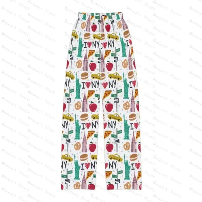 Noël femmes pyjamas pantalon renne flocons de neige arbres festifs