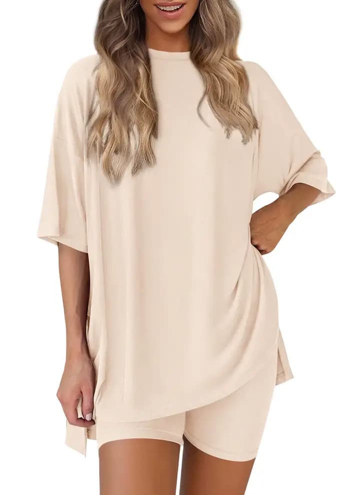 Ensemble décontracté tendance été 2026 – Robe de nuit ample et confortable de couleur unie pour femme