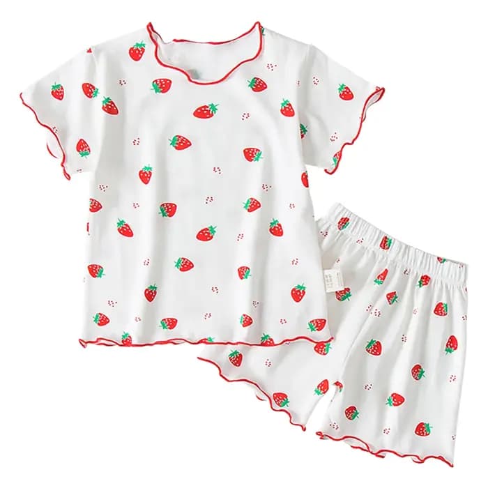 Ensembles de pyjama d'été pour filles, motif de dessin animé élégant, haut à manches courtes et pant