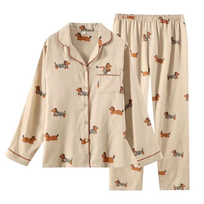 Nouvel ensemble de pyjama couple printemps-automne 2026 en gaze 100 % coton
