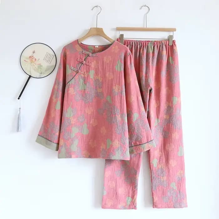 Ensembles de pyjamas en coton de style chinois pour femmes 2026, jacquard vintage teint en fil, gran