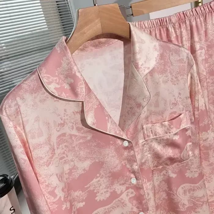 Pyjama imprimé français haut de gamme pour femmes printemps et automne nouveau style paresseux doux homewear pyjamas en