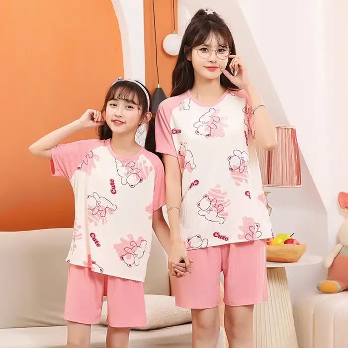 Pyjama à Manches Courtes en Soie Glacée pour Adolescent