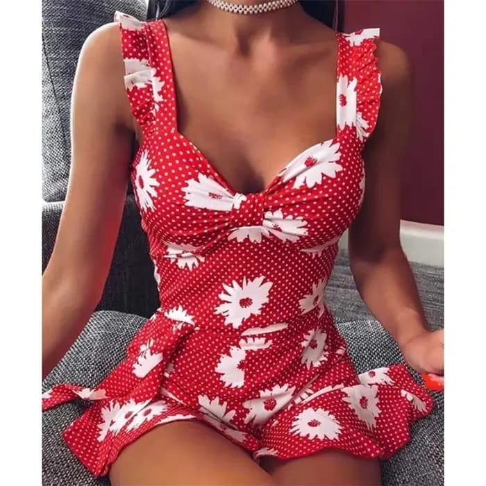 Breezy-Robe en fibre avec imprimé floral vibrant et col en V élégant