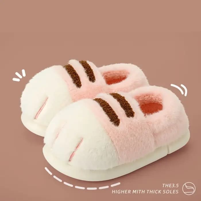 Pantoufles Patte de Chat Douillettes pour Femme – Chaussons d'Hiver Moelleux pour la Maison – Chauss