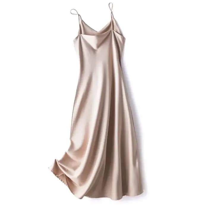 Robe longue en satin de soie pour femme