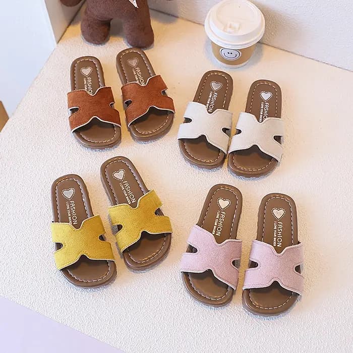 Chaussons d'été pour garçons et filles, à bout ouvert, décontractés, chaussures plates pour enfants, couleurs unies, semelle souple, antidérapante, chaussures quotidiennes chics pour enfants