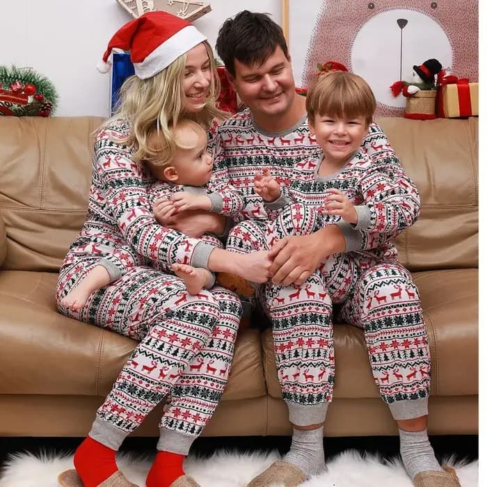 Noël famille pyjamas ensemble adulte enfant vêtements de nuit 2 pièces
