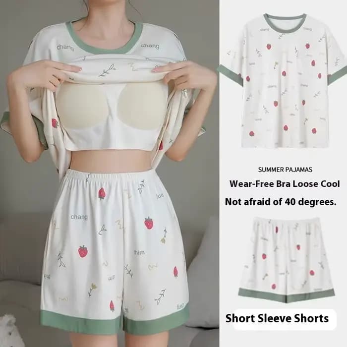 Pyjama pour femme, ensemble d'été à manches courtes
