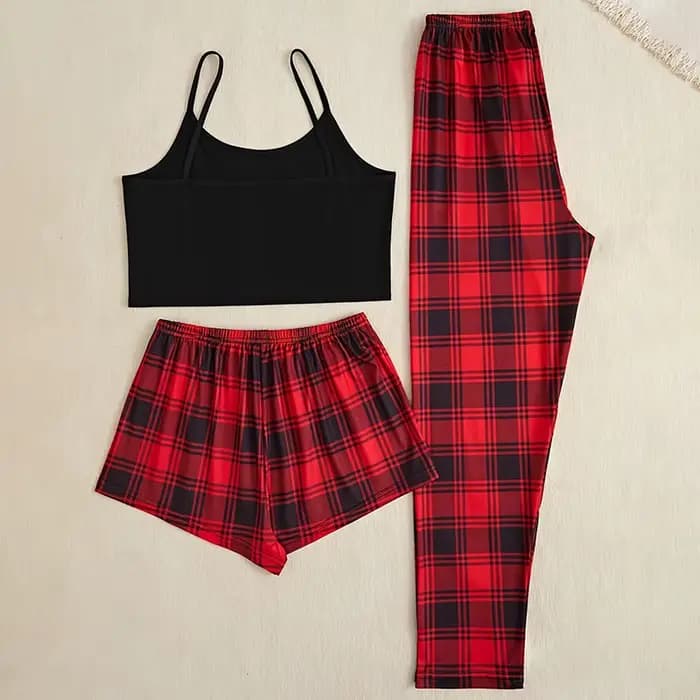 Ensemble de pyjama imprimé à carreaux pour femmes