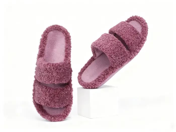 Crestar Pantoufles en fausse fourrure à bout ouvert pour femme