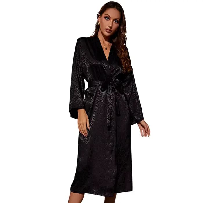 Nuisette Sexy femme manches longues soie Satin peignoir ample printemps vêtements de nuit pour enfants