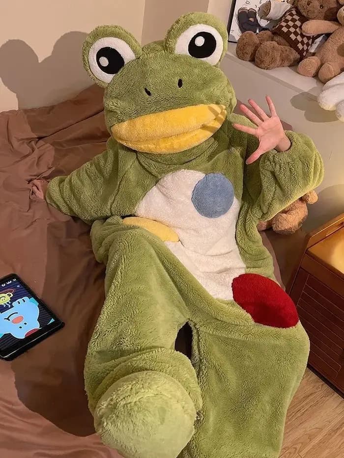 Dessin animé grenouille Kigurumi licorne hiver pyjamas Onesie pyjama Costumes pour Halloween carnaval Cosplay femmes hommes fête pantoufle