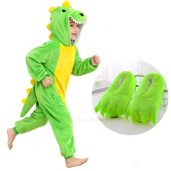 Pyjama Kigurumi en forme de dinosaure vert, combinaison de dessin animé, pyjama licorne, combinaisons pour femmes et hommes, pyjamas animaux, combinaisons de Noël et d'Halloween, pantoufles de cosplay