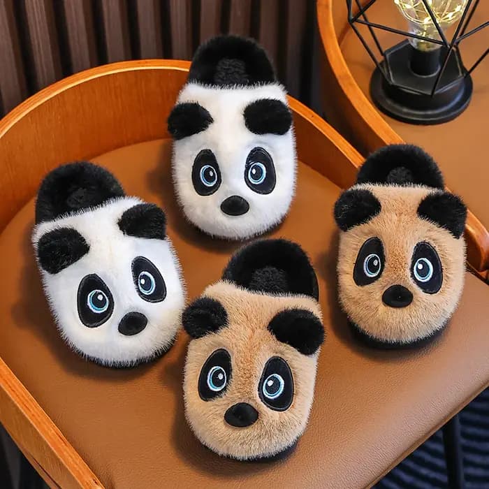 Adorables pantoufles d'hiver en coton chaud Panda