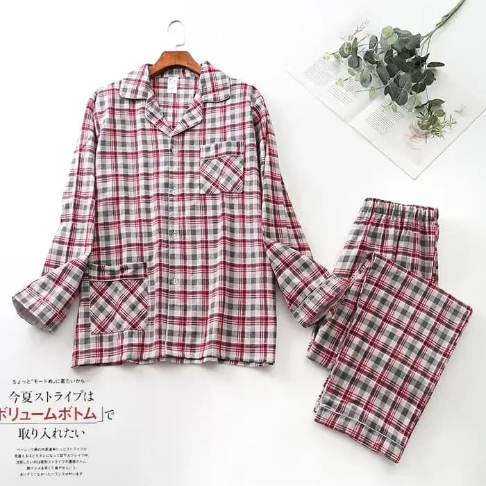Ensembles de pyjama en coton à carreaux pour hommes