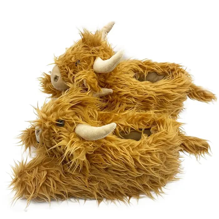 Highland vache mode pantoufles hiver moelleux bétail en peluche pantoufle femmes écossais