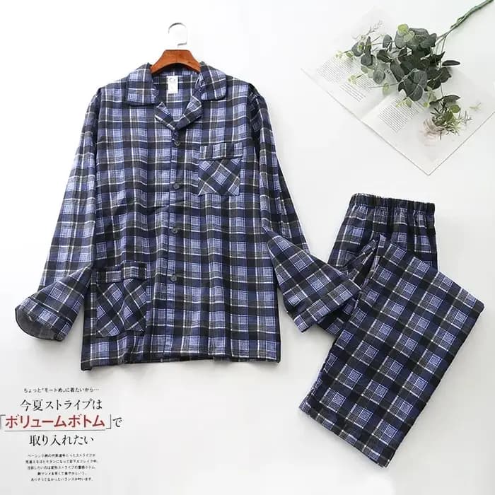 Ensembles de pyjama en coton à carreaux pour hommes
