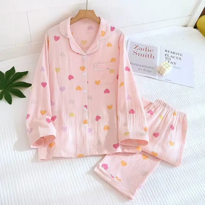 Pyjama deux pièces en crêpe 100% coton pour femmes