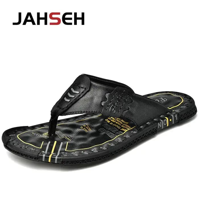 Pantoufles de marque faites à la main pour hommes, tongs en cuir véritable de haute qualité, Design