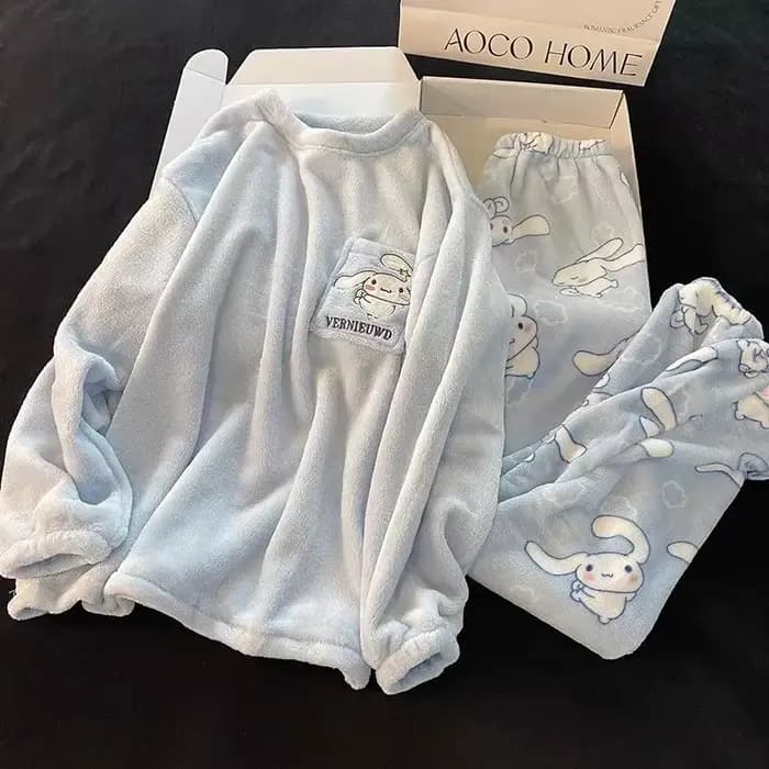 Pyjama d'hiver chaud en flanelle et velours corail pour fille
