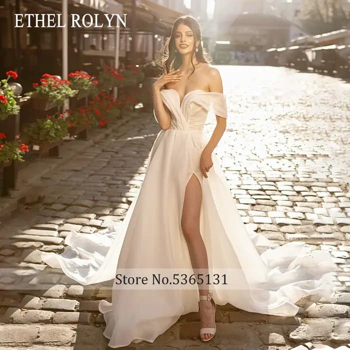 ETHEL ROCircN-Robe de mariée trapèze sexy en mousseline de soie pour femmes
