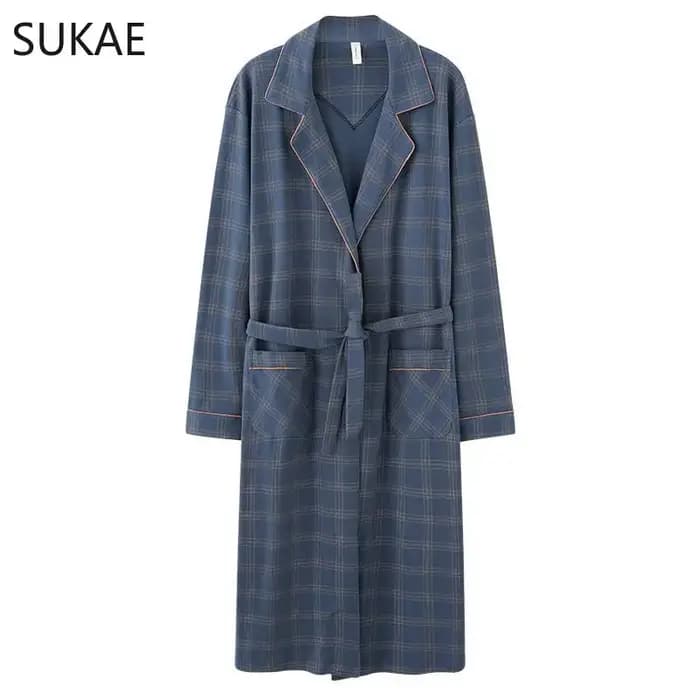 L-4XL peignoir de luxe pour homme automne hiver tricoté coton à manches longues col châle hommes Robes élégant
