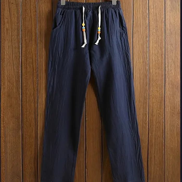 Pyjama en lin de coton pour hommes Pyjamas à manches longues printemps et automne Vêtements de nuit minces Grande