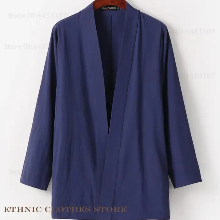 Veste Cardigan Kimono pour hommes, grande taille 3XL-9XL, rétro, coton et lin, vêtements japonais, peignoir Kimono Yukata Haori, manteaux Harajuku