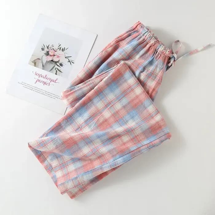 Pantalon de pyjama en coton à carreaux pour femmes