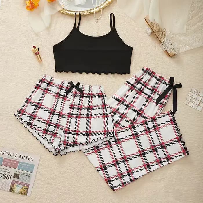 Ensemble de pyjama imprimé à carreaux pour femmes