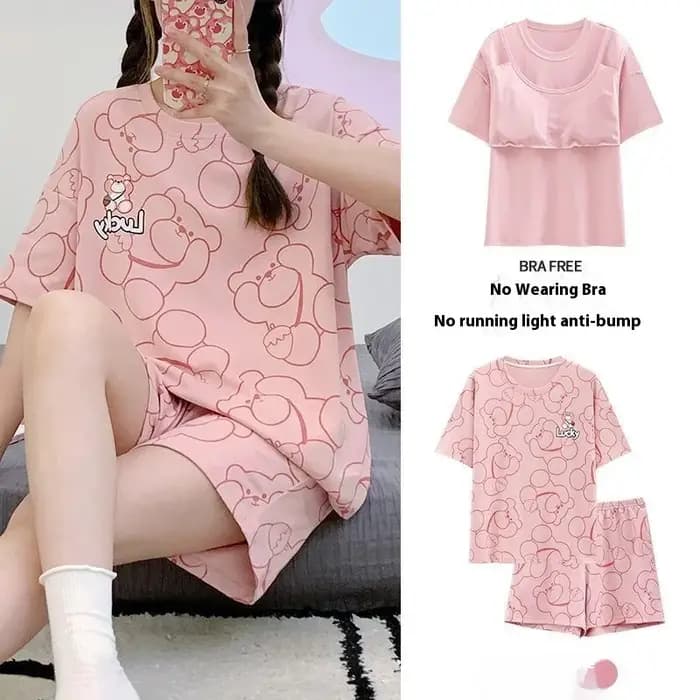 Pyjama pour femme, ensemble d'été à manches courtes