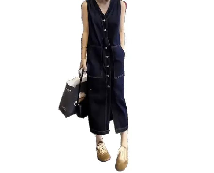 Robe en jean sans manches pour femme
