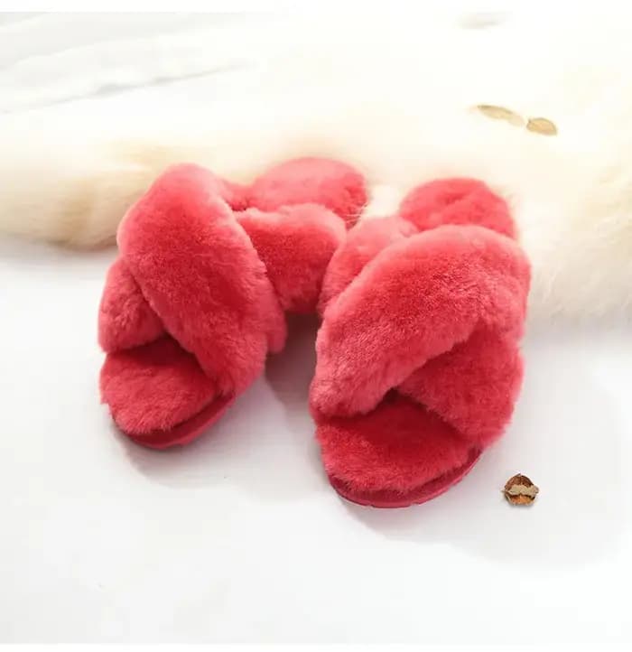 Pantoufles d'intérieur en laine véritable pour femmes, 2023 peau de mouton naturelle, pantoufles de