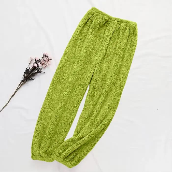 Femmes velours pyjama pantalon taille élastique maison décontracté chaud laine