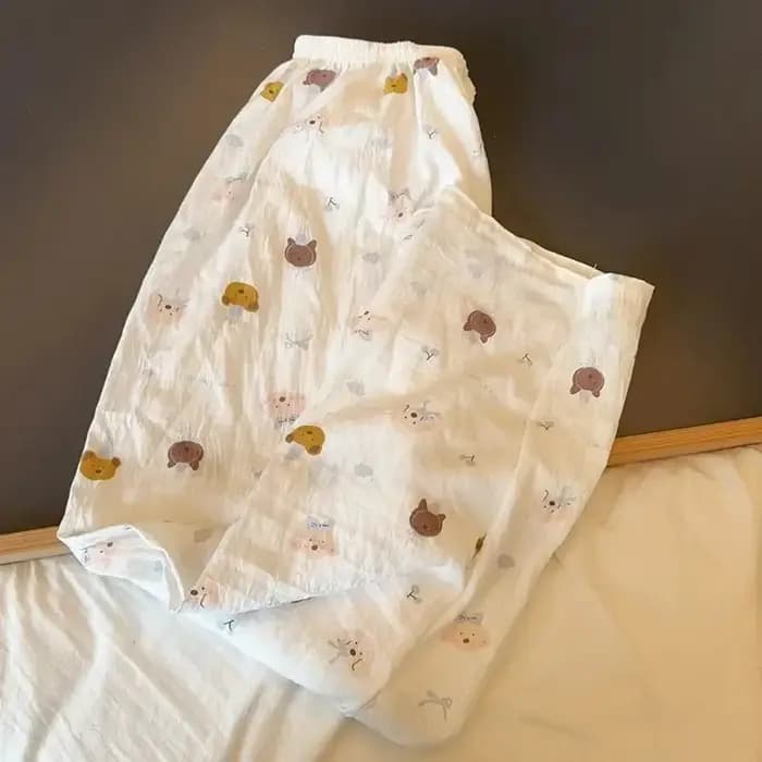 Pantalon de pyjama pour femmes, pantalon de chiot de dessin animé, pantalon de salon fin, grande taille, rayé, rose, décontracté, ample, taille haute, pantalon de couchage